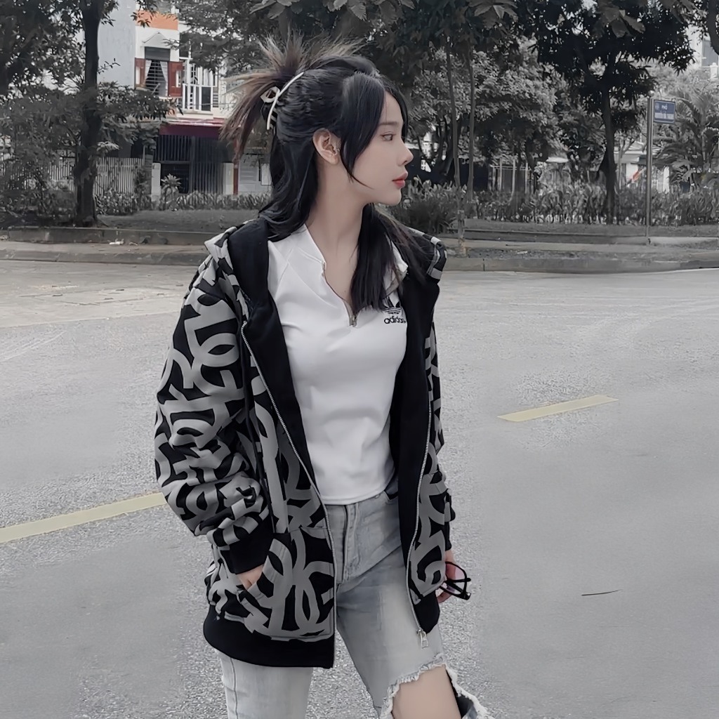 Áo khoác Bomber phối mũ D.G full áo đủ size