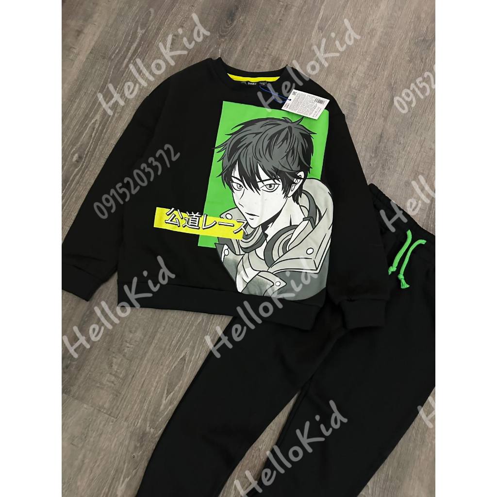 Bộ nỉ đen hình anime DANIELE cho bé