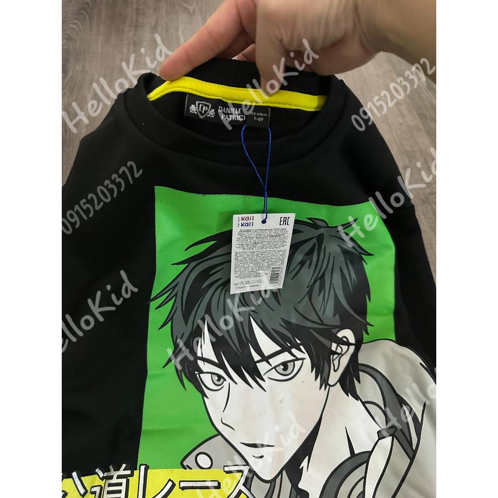 Bộ nỉ đen hình anime DANIELE cho bé