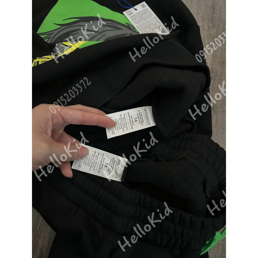 Bộ nỉ đen hình anime DANIELE cho bé