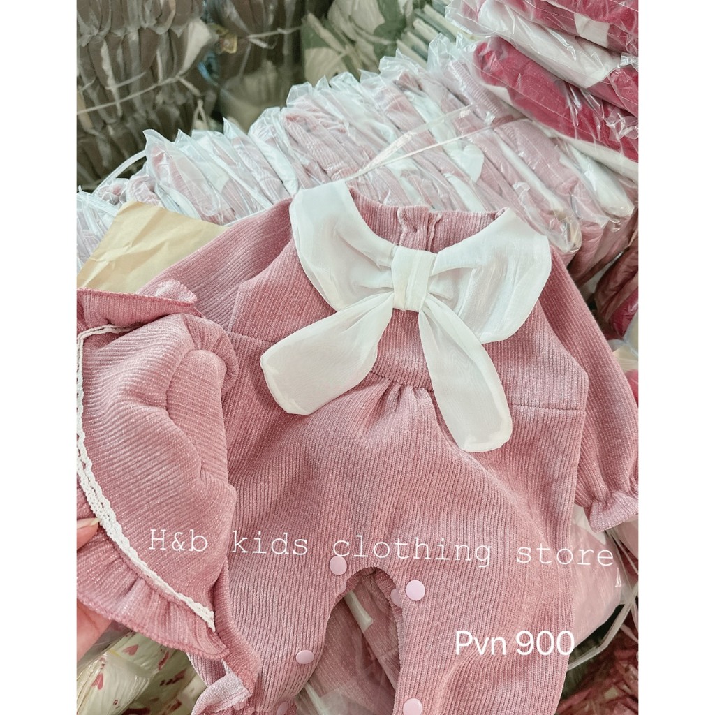 Body cho bé gái, nhung kim tuyến màu đỏ có nơ xinh xắn cho bé gái 5-12kg BÌNH MINH SHOP