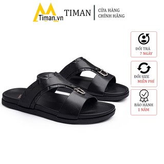 Dép nam quai ngang đẹp kiểu quai hậu đế bánh mì thiết kế xỏ ngón chất liệu da tông lê cao cấp bảo hành 1 năm DL11 TIMAN