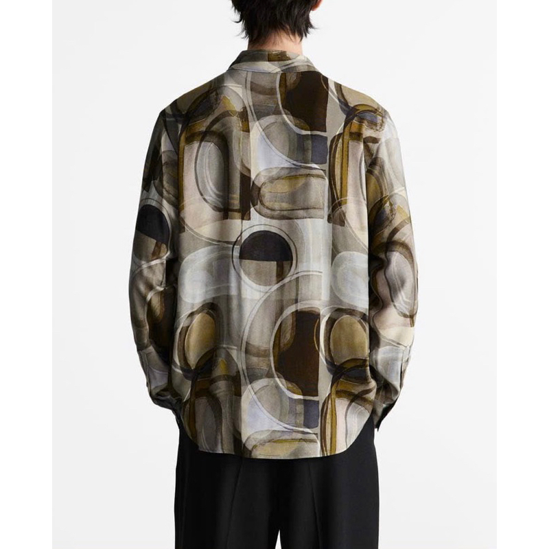Áo sơ mi nam dài tay Zara authentic ABSTRACT PRINT size M
