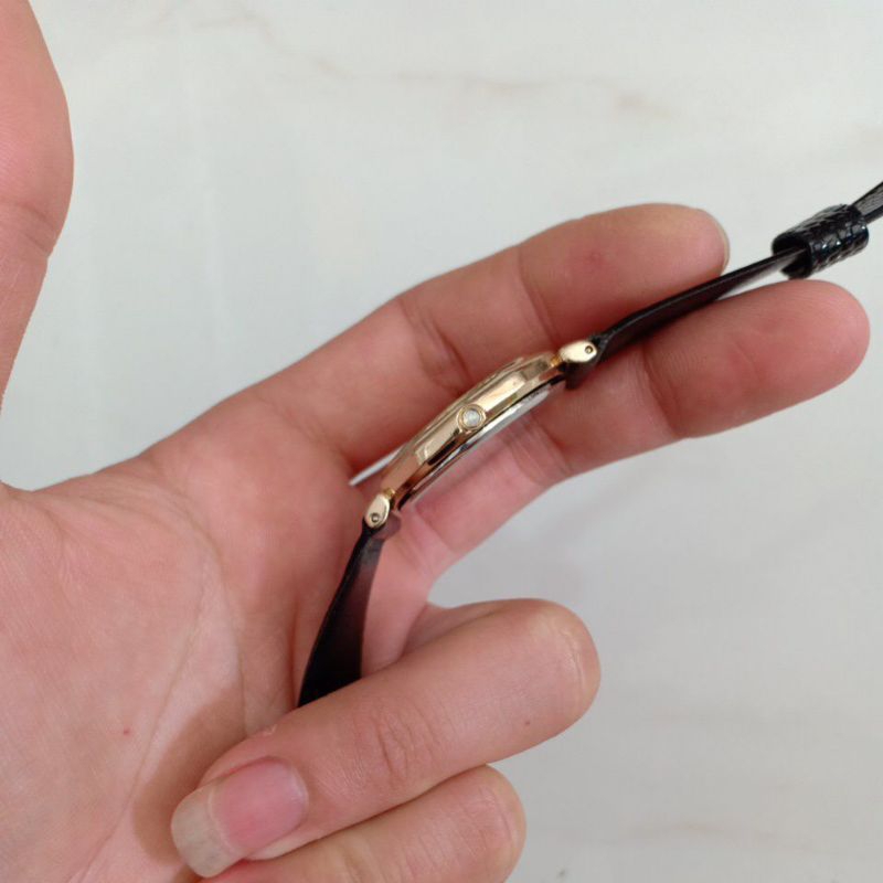 Đồng hồ nam nữ si nhật dây da ép hiệu FORNERIS PARIS mạ vàng độ mới cao 90%