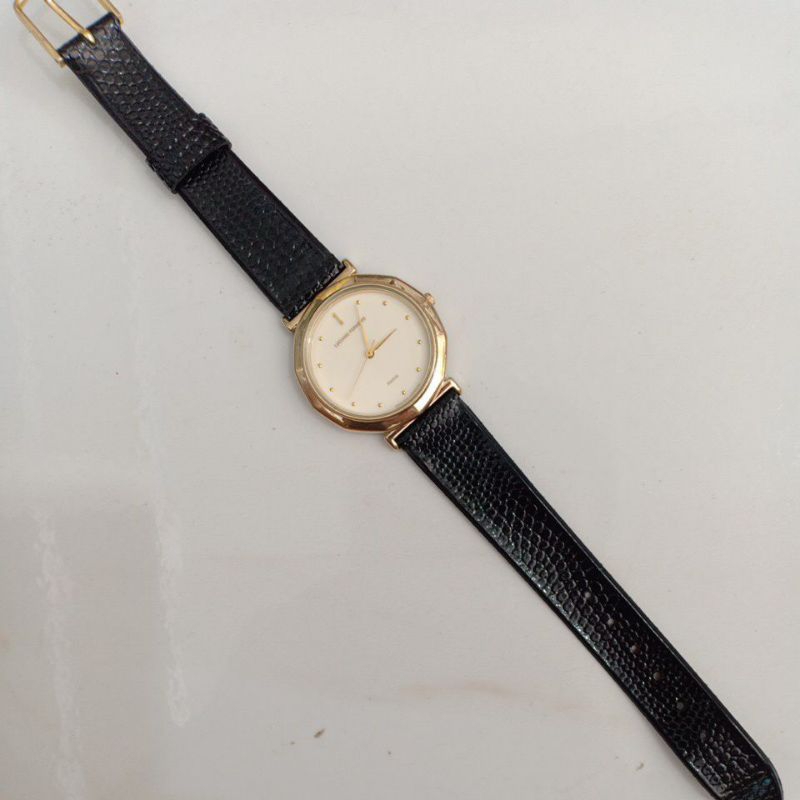 Đồng hồ nam nữ si nhật dây da ép hiệu FORNERIS PARIS mạ vàng độ mới cao 90%