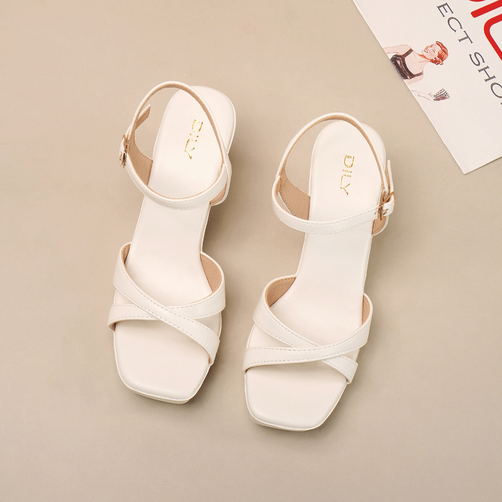 Giày sandal nữ đế xuồng DILY quai chéo thanh mảnh, sandal đế xuồng 7cm mũi vuông quai hậu đế cao êm chân AA0449