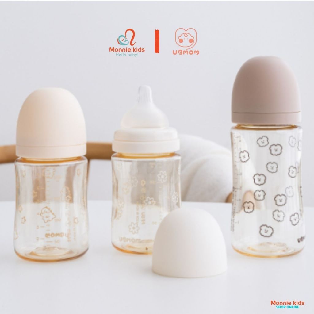Bình sữa cho bé Ubmom PPSU 200ml - 280ml, Bình sữa trẻ em chịu nhiệt cao cấp - Monnie Kids