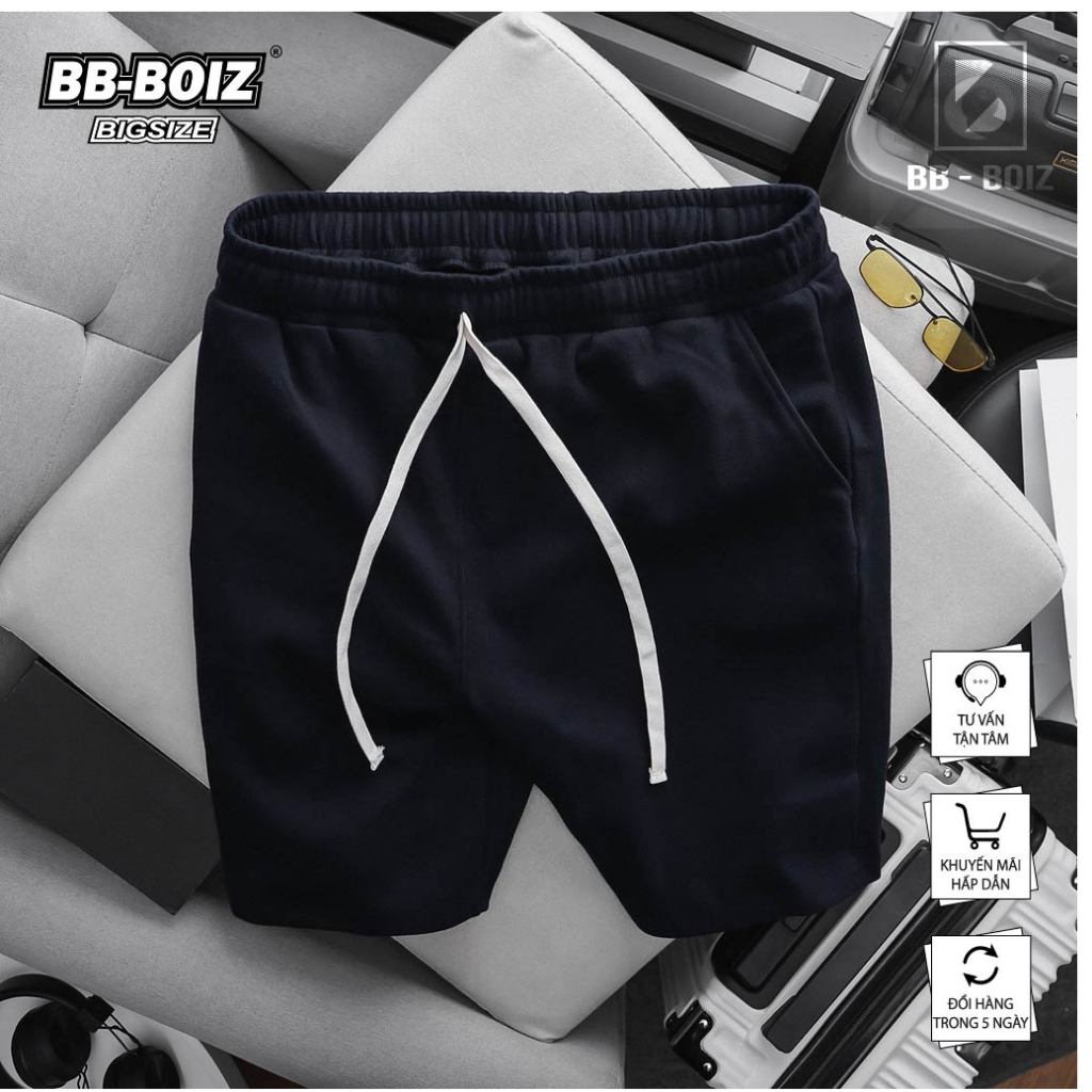 BIGSIZE - Quần short thun BB - Boiz sọc gân BB BOIZ nam bigsize 85kg - 130kg - trơn