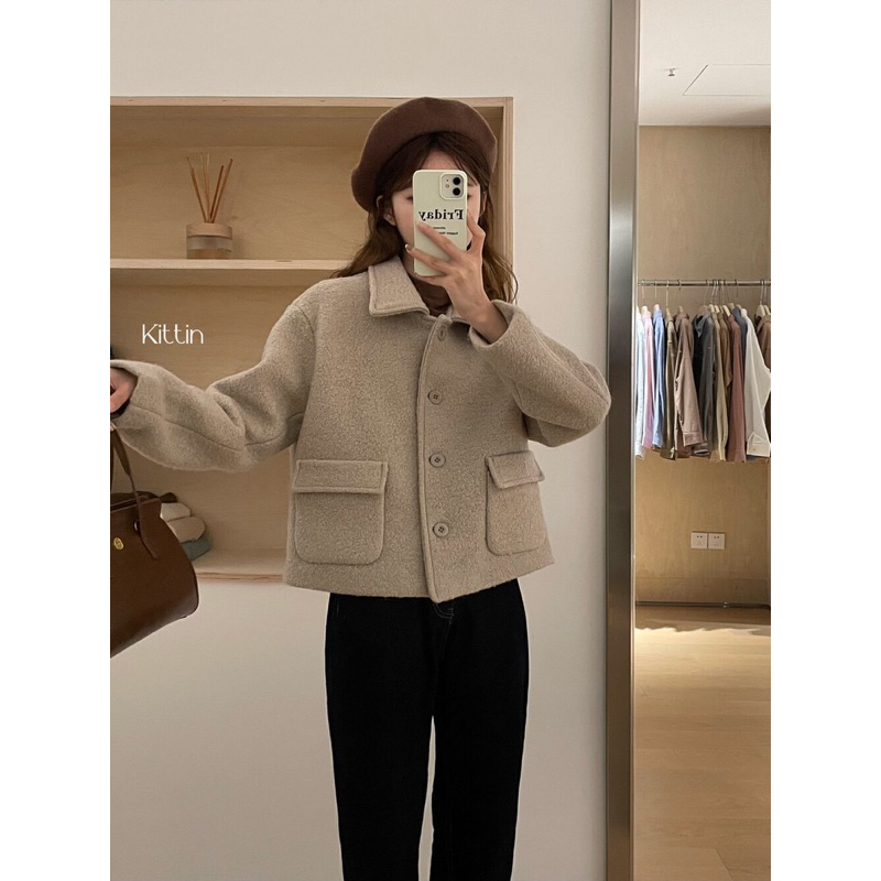 KAYY. Áo khoác dạ lông 2 túi _ K2393