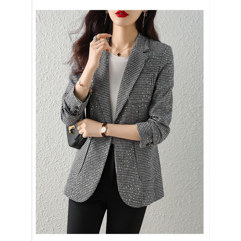 Áo Khoác Vest Dạ Tweed Kim Sa Nữ