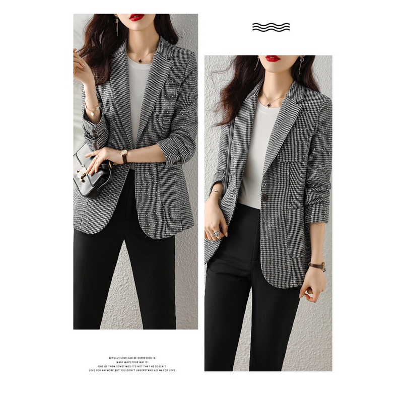 Áo Khoác Vest Dạ Tweed Kim Sa Nữ