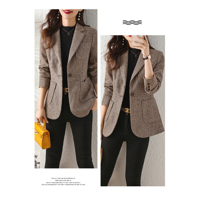 Áo Khoác Vest Dạ Tweed Kim Sa Nữ