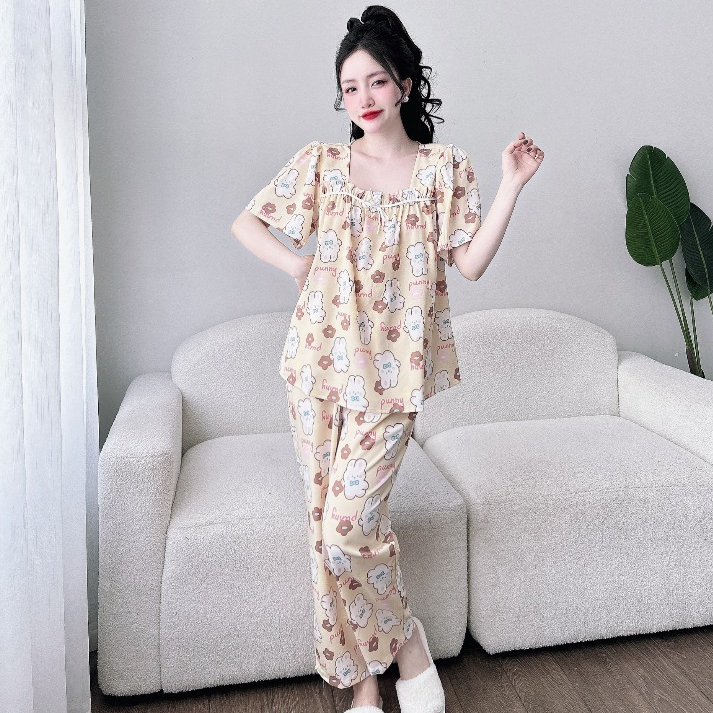 Đồ bộ bigsize dài mặc nhà sang chảnh cho nữ 50-100kg