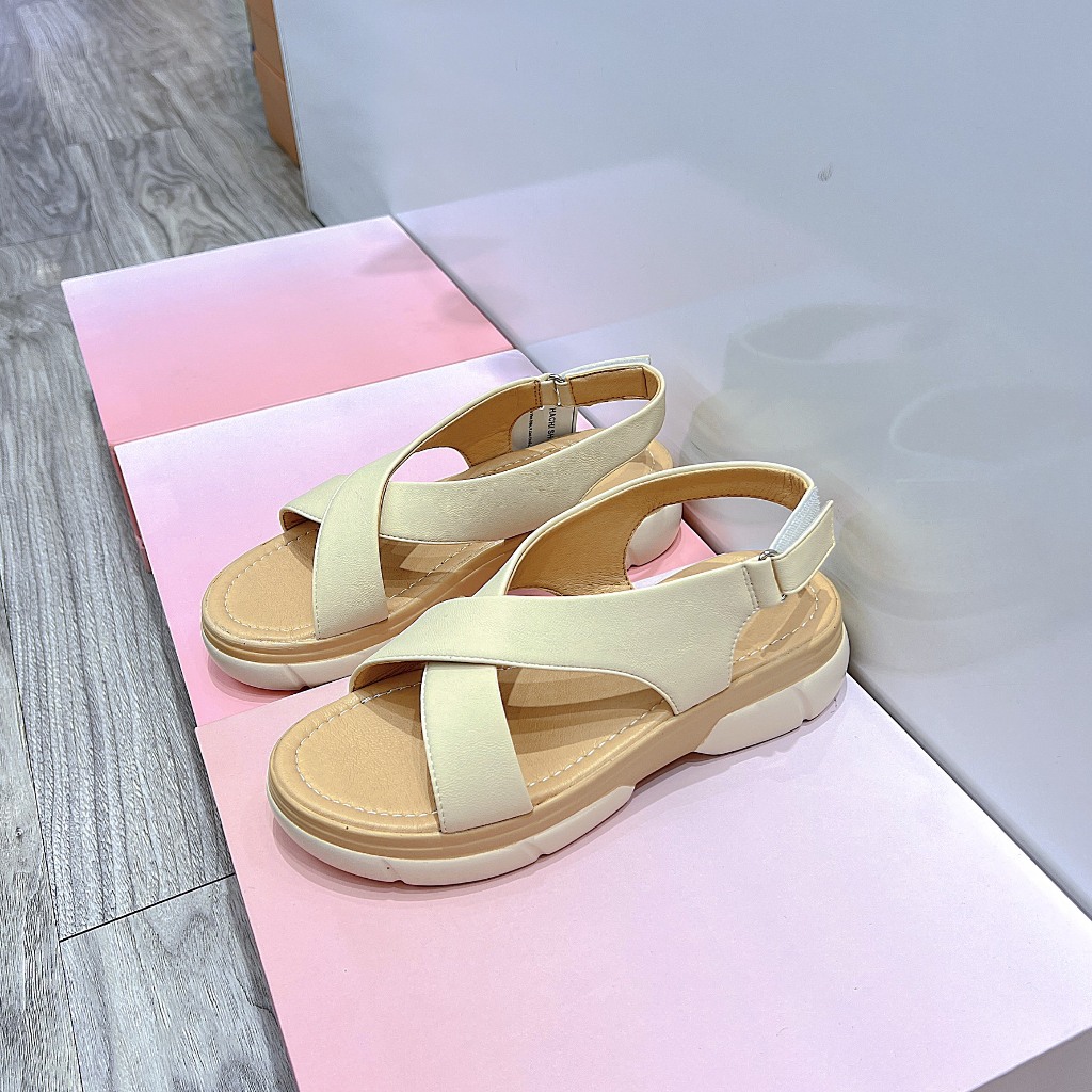 GIÀY SANDAL QUAI CHÉO ĐẾ BẰNG CAO 3CM ĐẾ KHÁNG NƯỚC C162 HACHI SHOES