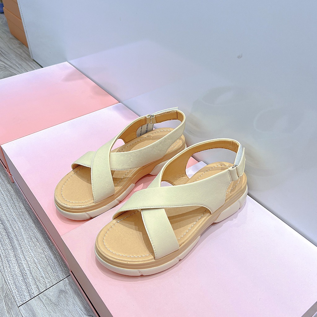 GIÀY SANDAL QUAI CHÉO ĐẾ BẰNG CAO 3CM ĐẾ KHÁNG NƯỚC C162 HACHI SHOES