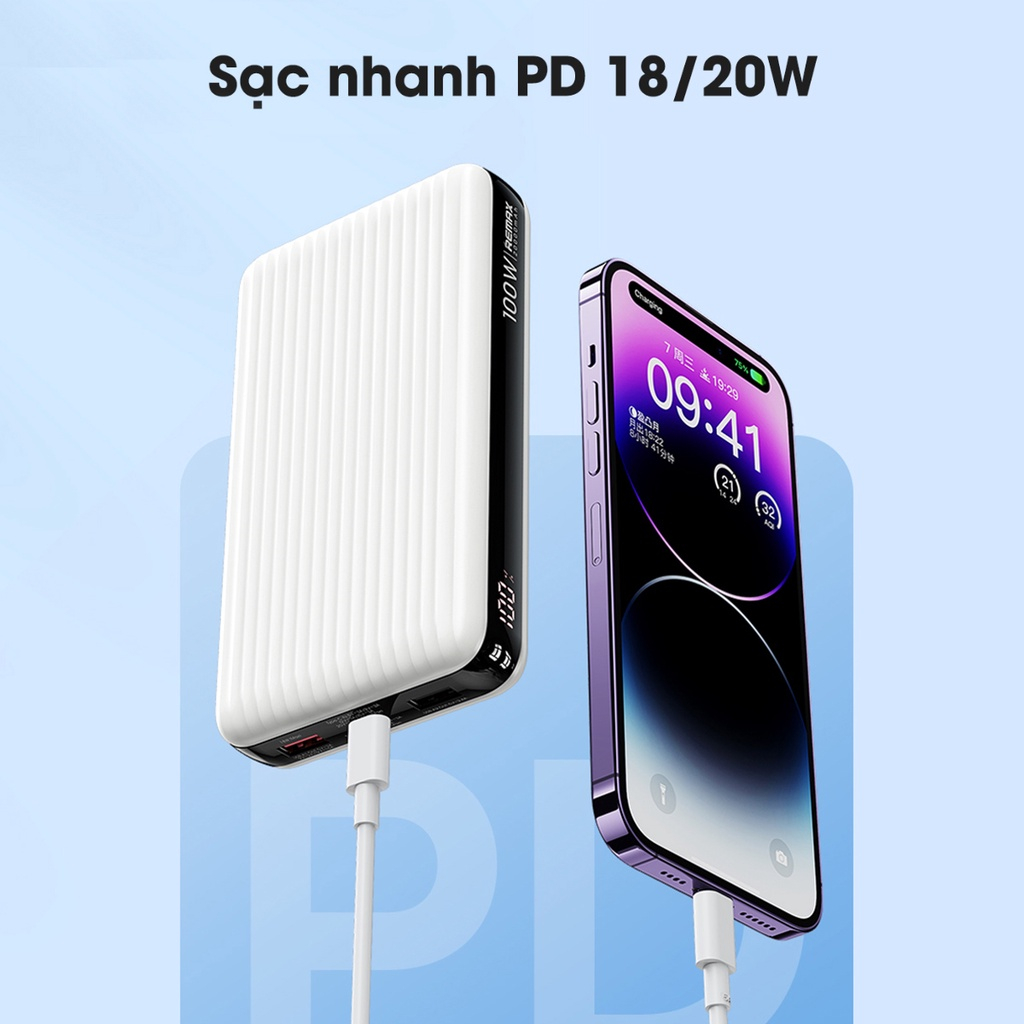 Pin Sạc Dự Phòng 20000mah Remax RPP-508 PD 100W - Hỗ Trợ Sạc Nhanh 100W Sạc Cho Laptop và Tablet Remax - Hàng Chính Hãng