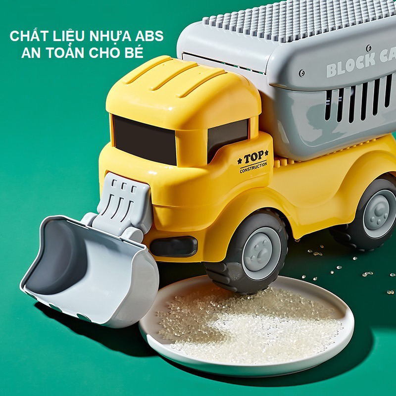 Xe ô tô đồ chơi mô hình cỡ lớn hình khủng long, vịt, máy xúc 2 trong 1 gồm 124 chi tiết xếp hình cho bé