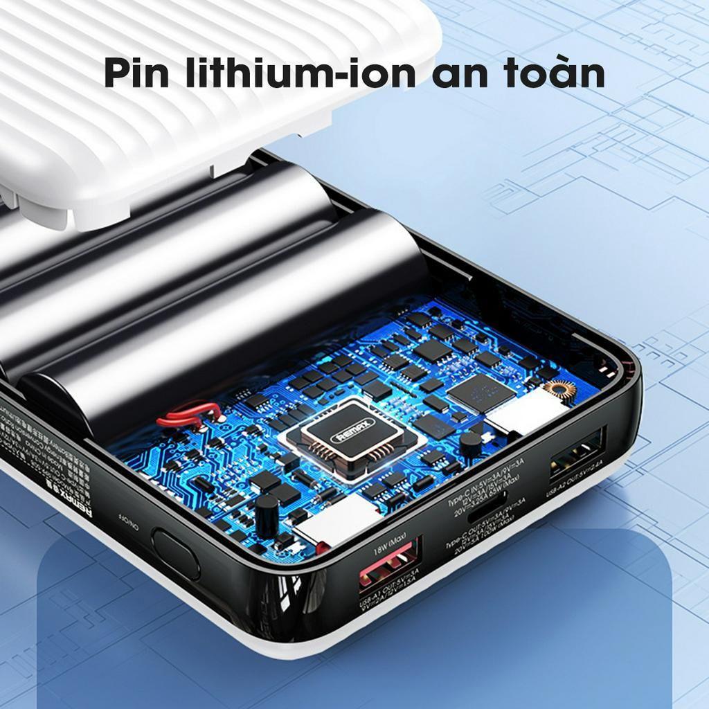 Pin Sạc Dự Phòng Remax RPP-508 20000mAh TypeC Output 100W / Input 65W và QC3.0 18W - Sạc Nhanh Cho Laptop - Chính Hãng