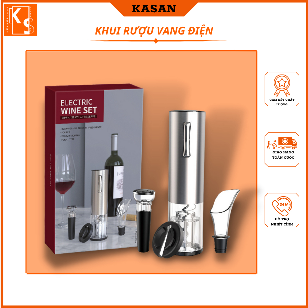 Khui điện mở nắp rượu vang sạc pin cao cấp. máy mở nắp rượu vang dụng cụ khui nắp rượu vang trong 5 giây. bộ 5 món