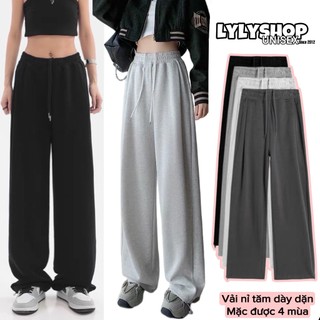  Quần ống rộng vải tăm lạnh mềm rủ Lylyshop Unisex chất vải mềm rủ dày dặn mặc 4 mùa dành cho cả nam nữ 