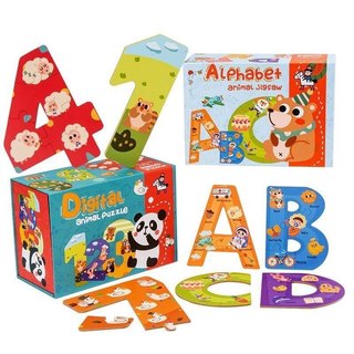 Đồ Chơi Trí Tuệ: Ghép Hình Học Chữ Cái và Số Đếm Alphabet & Digital Animal Jigsaw Puzzle