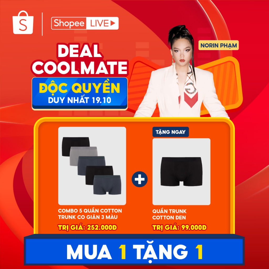 [Mua 1 tặng 1] Combo 5 quần Cotton Trunk co giãn Mix 3 màu thoáng mát tặng 1 quần trunk cotton đen