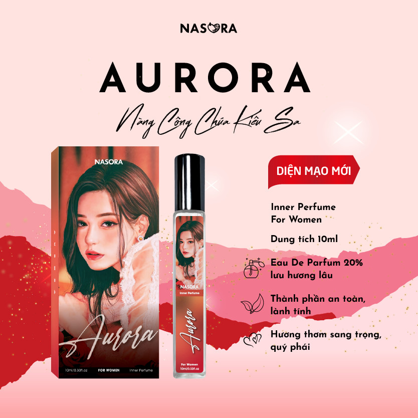 Nước hoa vùng kín nữ NASORA THE AURORA quyến rũ, sang trọng, tinh tế, thơm lâu chai 2ml và 10ml