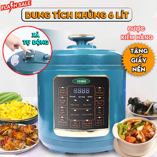 [CHÍNH HÃNG] Nồi Áp Suất Điện Venko - Dung tích 6L Nồi Hầm Đa Năng - Công suất 1300W -HÀNG CHÍNH HÃNG- Bảo Hành 12 Thán