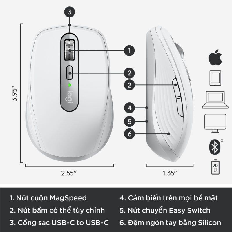 Chuột Logitech MX Anywhere 3 for Mac thương hiệu từ Thụy Sĩ - Hàng Chính Hãng