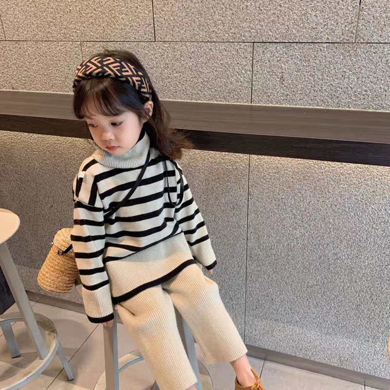 Set len kẻ cho bé gái ảnh thật
