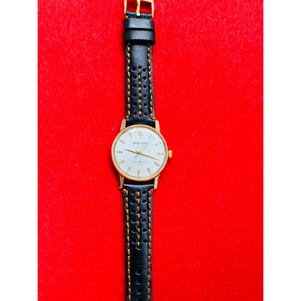 Đồng hồ nam King Seiko Diashock automatic 25jewels, niềng mạ vàng dây da