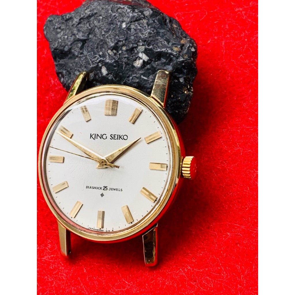 Đồng hồ nam King Seiko Diashock automatic 25jewels, niềng mạ vàng dây da