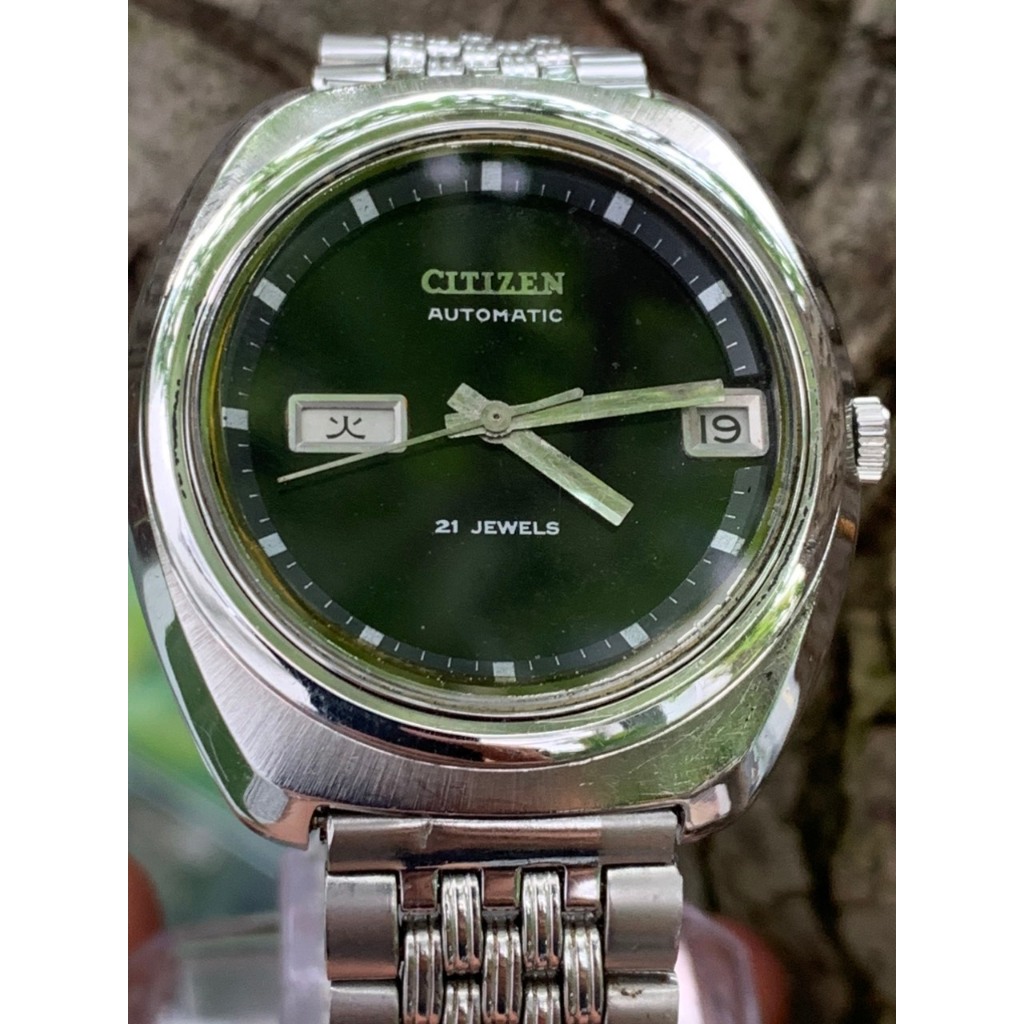 Đồng hồ nam Citizen automatic 21 jewels, 2 lịch, dây kim loại của Nhật