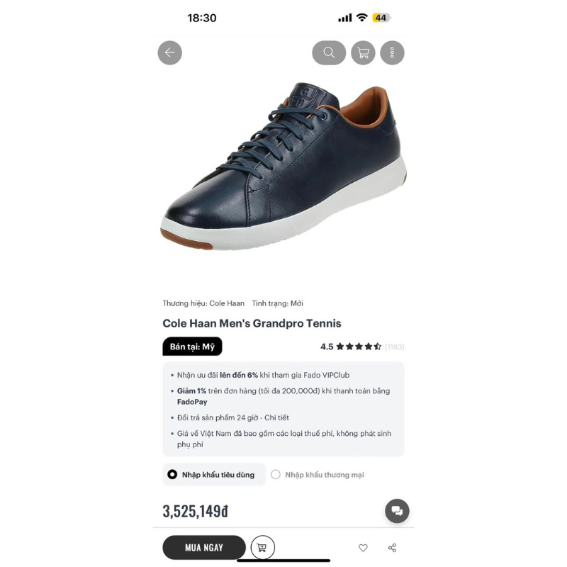 Giày Cole haan chính hãng size 43