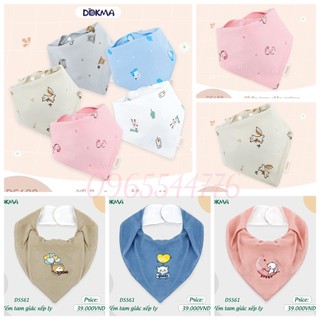 💥[FREESHIP] Khăn yếm tam giác cài khuy cotton dày dặn, họa tiết đẹp cho bé/trẻ sơ sinh Dokma DS488 DS561