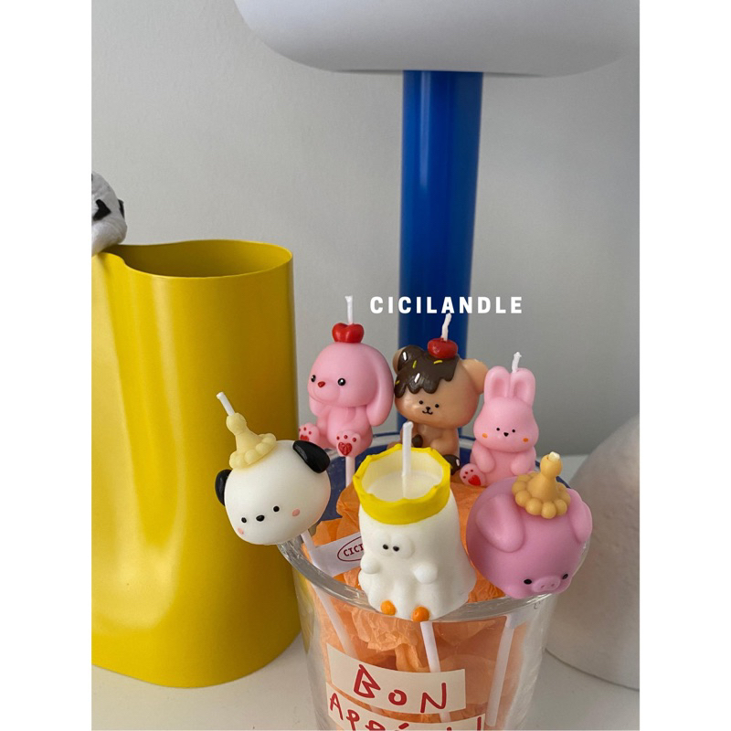 Nến cắm bánh kem sinh nhật handmade siêu cute style Hàn xẻng, phụ kiện trang trí bánh kem