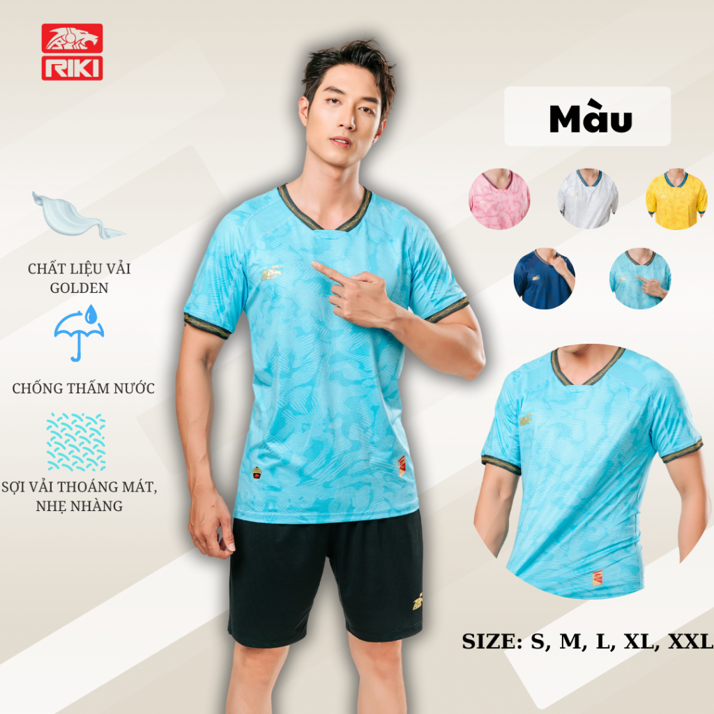Bộ Quần Áo Thể Thao GOLDEN 3 RIKI SPORT , Quần Áo Đá Banh, Quần Áo Đá Bóng Co Giãn, Thoáng Mát