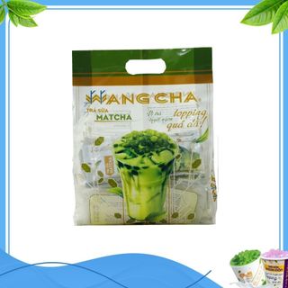 Bịch Trà Sữa Wangcha Vị Matcha pha trà sữa tiện lợi - Bột Hòa Tan Trà Sữa Matcha 6 gói và 6 gói Thạch 3Q ngọc trai 6 gói