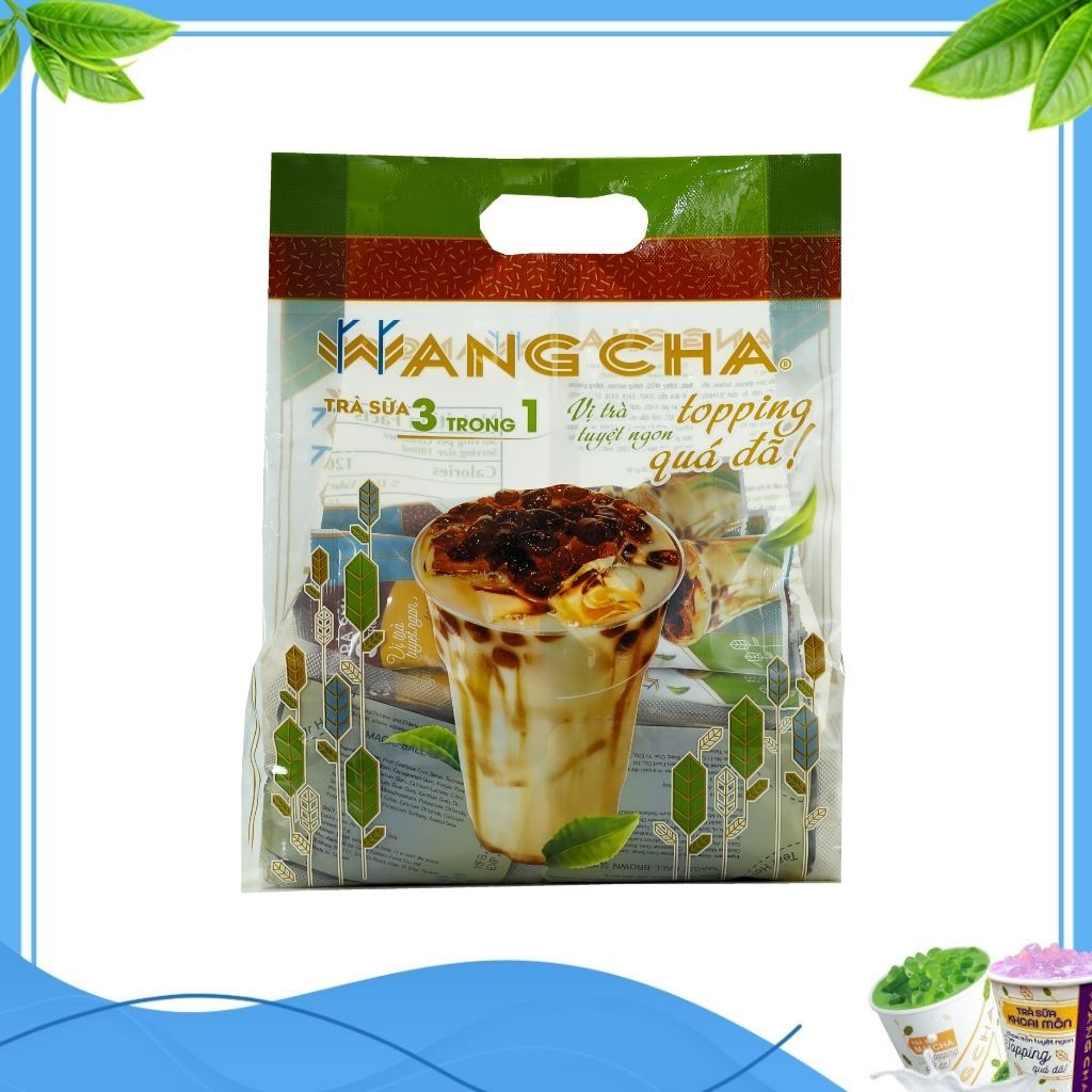 Bịch Trà Sữa Wangcha 3IN1 Vị Truyền Thống pha trà sữa tiện lợi - Bột Hòa Tan Trà Sữa 6 gói và Thạch 3Q Caramel