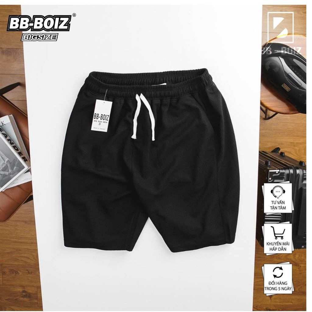 BIGSIZE - Quần short thun BB - Boiz chất tổ ong form bigsize 80kg - 130kg