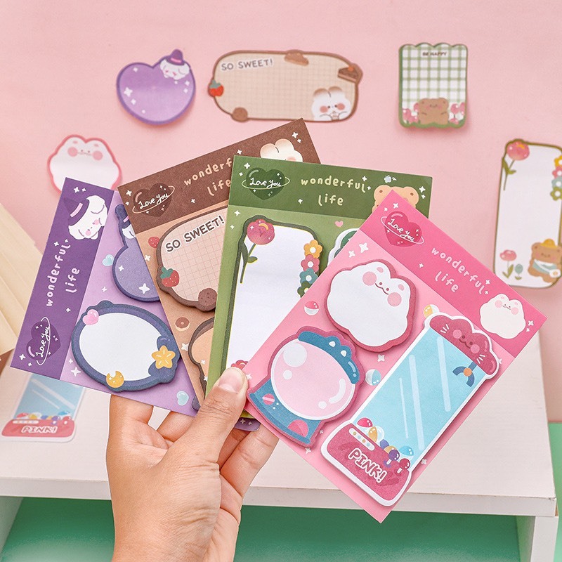 Set giấy note 3 hình 60 tờ cute