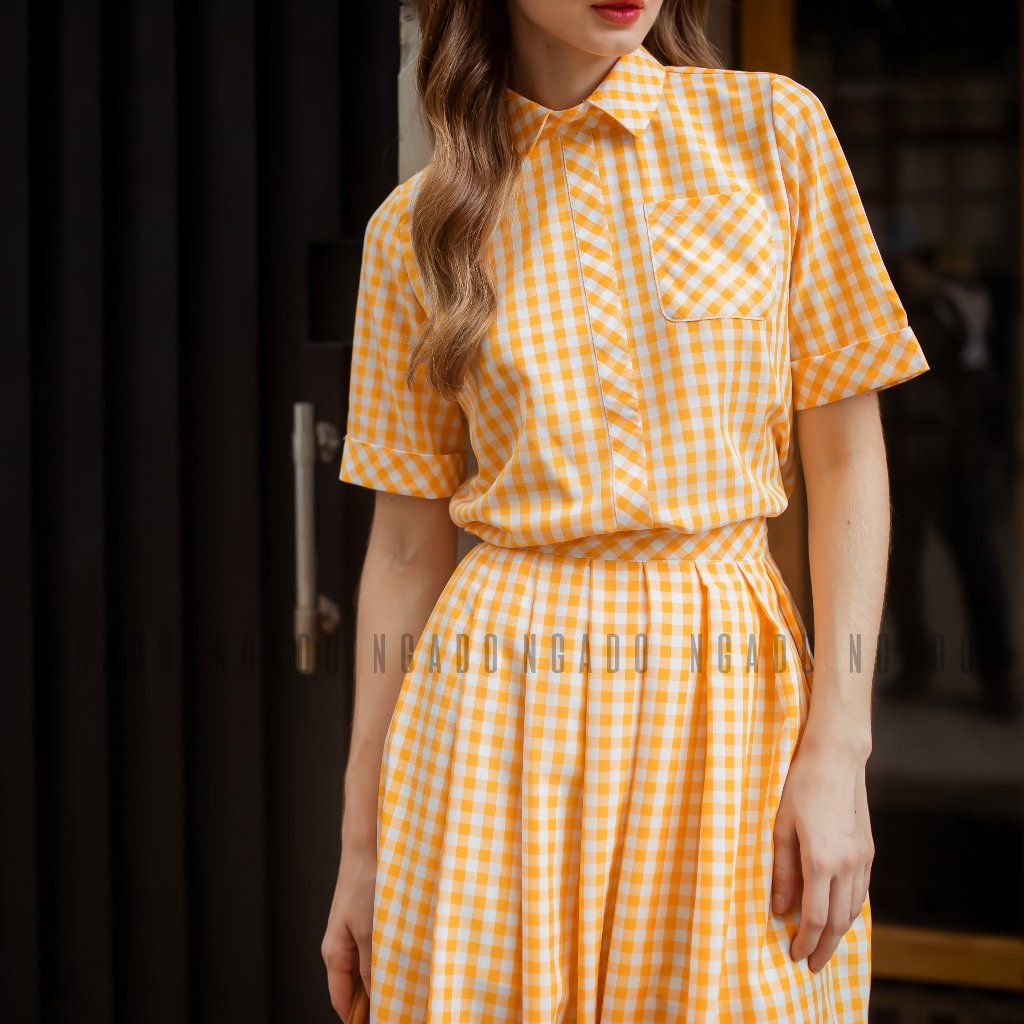 Set sơ mi caro vàng NGADO