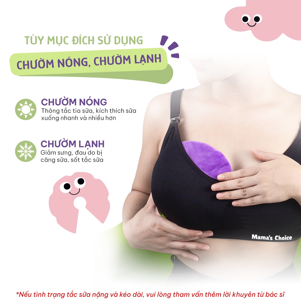 Túi Chườm Ngực Mama's Choice, Chườm Nóng Lạnh Giúp Mẹ Thông Tắc Tia Sữa, Kích Sữa, Giảm Đau Ti Hiệu Quả, Hộp 2 Túi