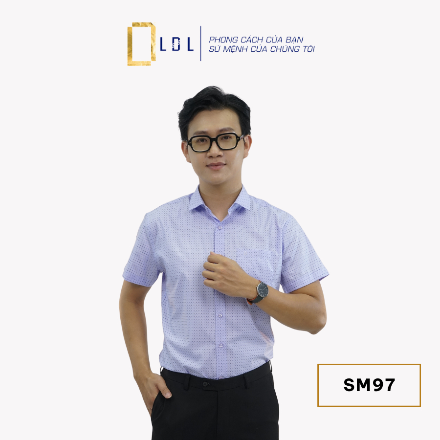 Áo Sơ Mi Nam Ngắn Tay Chấm Bi Chất Liệu BAMBOO Hạn Chế Nhăn Nhàu, Thấm Hút Mồ Hôi Thương Hiệu LDL