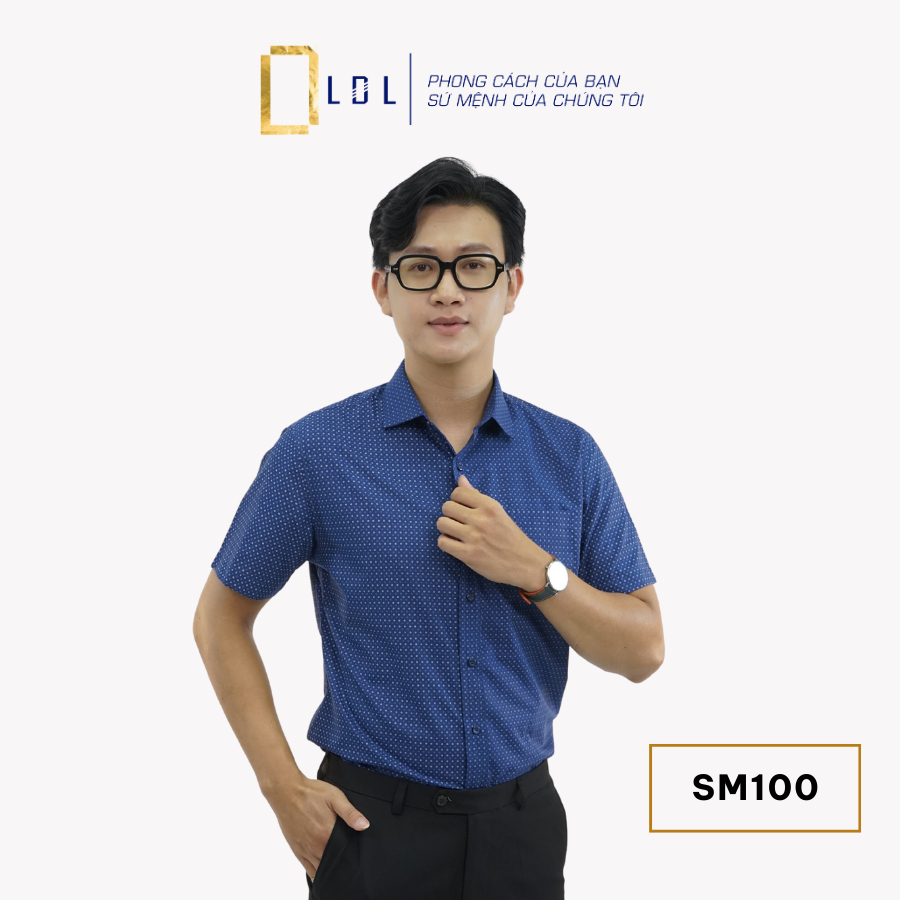 Áo Sơ Mi Nam Ngắn Tay Chấm Bi Chất Liệu BAMBOO Hạn Chế Nhăn Nhàu, Thấm Hút Mồ Hôi Thương Hiệu LDL