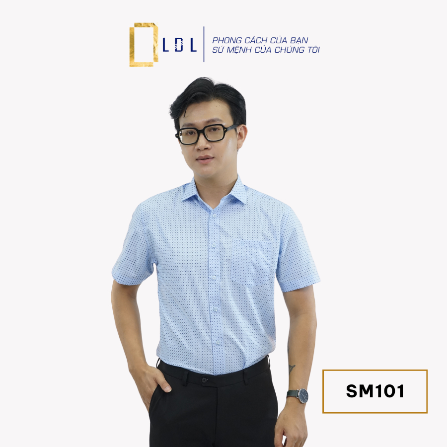 Áo Sơ Mi Nam Ngắn Tay Chấm Bi Chất Liệu BAMBOO Hạn Chế Nhăn Nhàu, Thấm Hút Mồ Hôi Thương Hiệu LDL