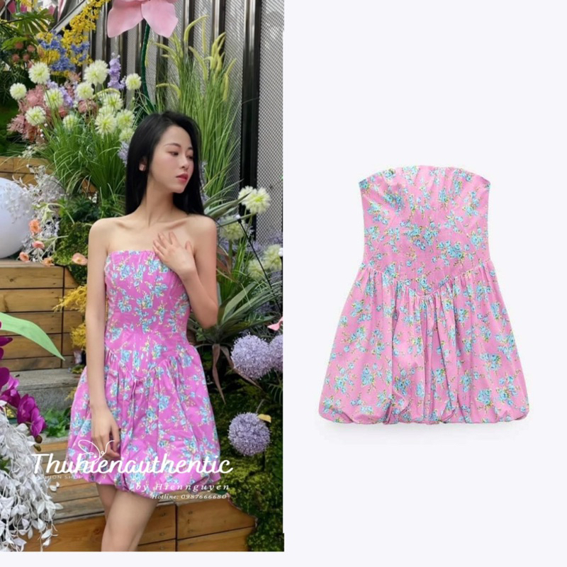 Váy cúp ngực hoa tím có quần trong mã code: 2805/416 ZARA chính hãng(kèm ảnh thật)