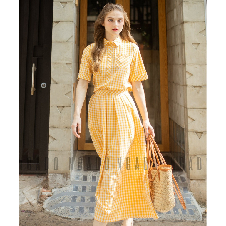 Set sơ mi caro vàng NGADO