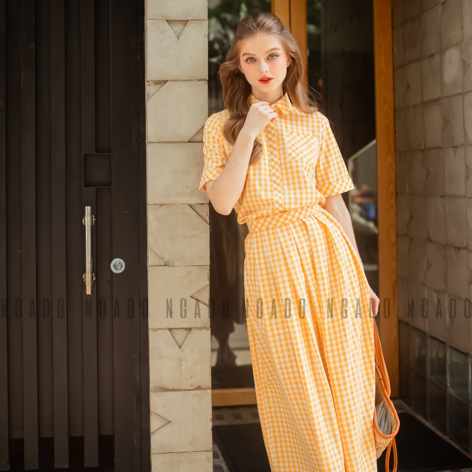 Set sơ mi caro vàng NGADO