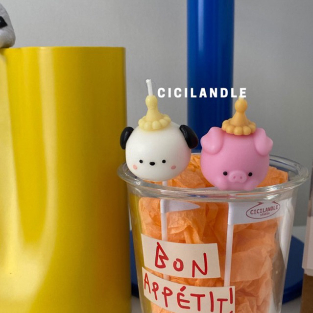 Nến cắm bánh kem sinh nhật handmade siêu cute style Hàn xẻng, phụ kiện trang trí bánh kem